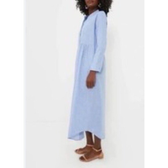 Tuckernuck Lydell Button Front Maxi Dress sz L Womens Chambray Beachy Coastal - Picture 2 of 16